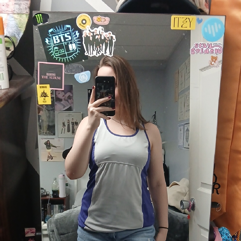 Reebok Women's White and Purple Tank Top